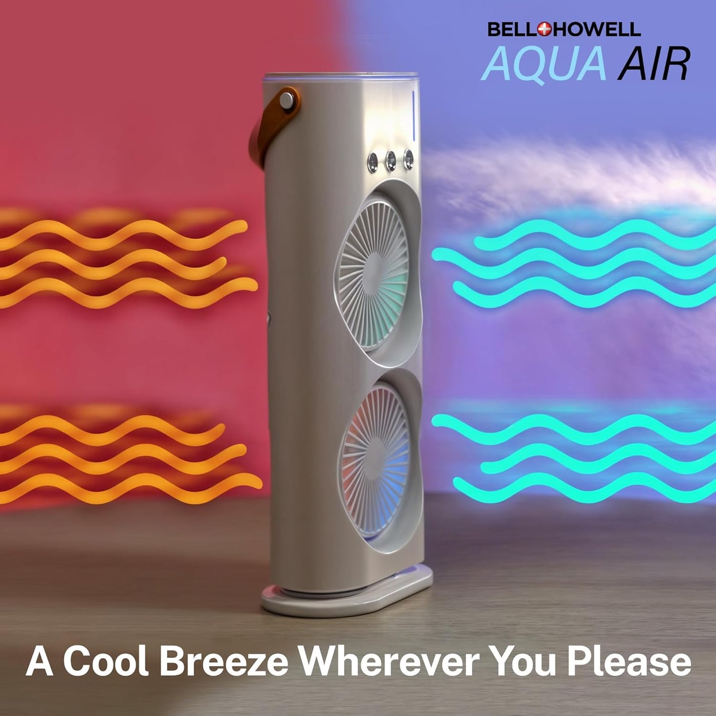 Aqua Air Portable Air Conditioner: Dual Mist Rechargeable Oscillating Evaporative Cooler Fan for Travel, Standing and Desk Use