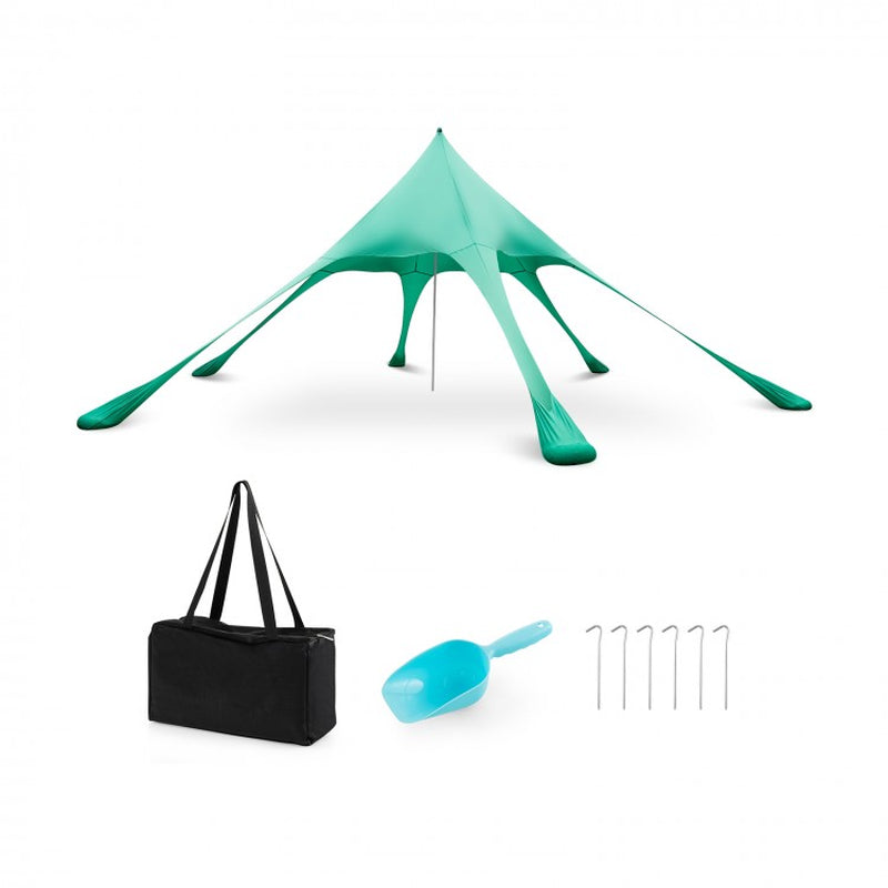 20' x 20' Beach Canopy Tent with UPF 50+ Sun Protection and Included Shovel