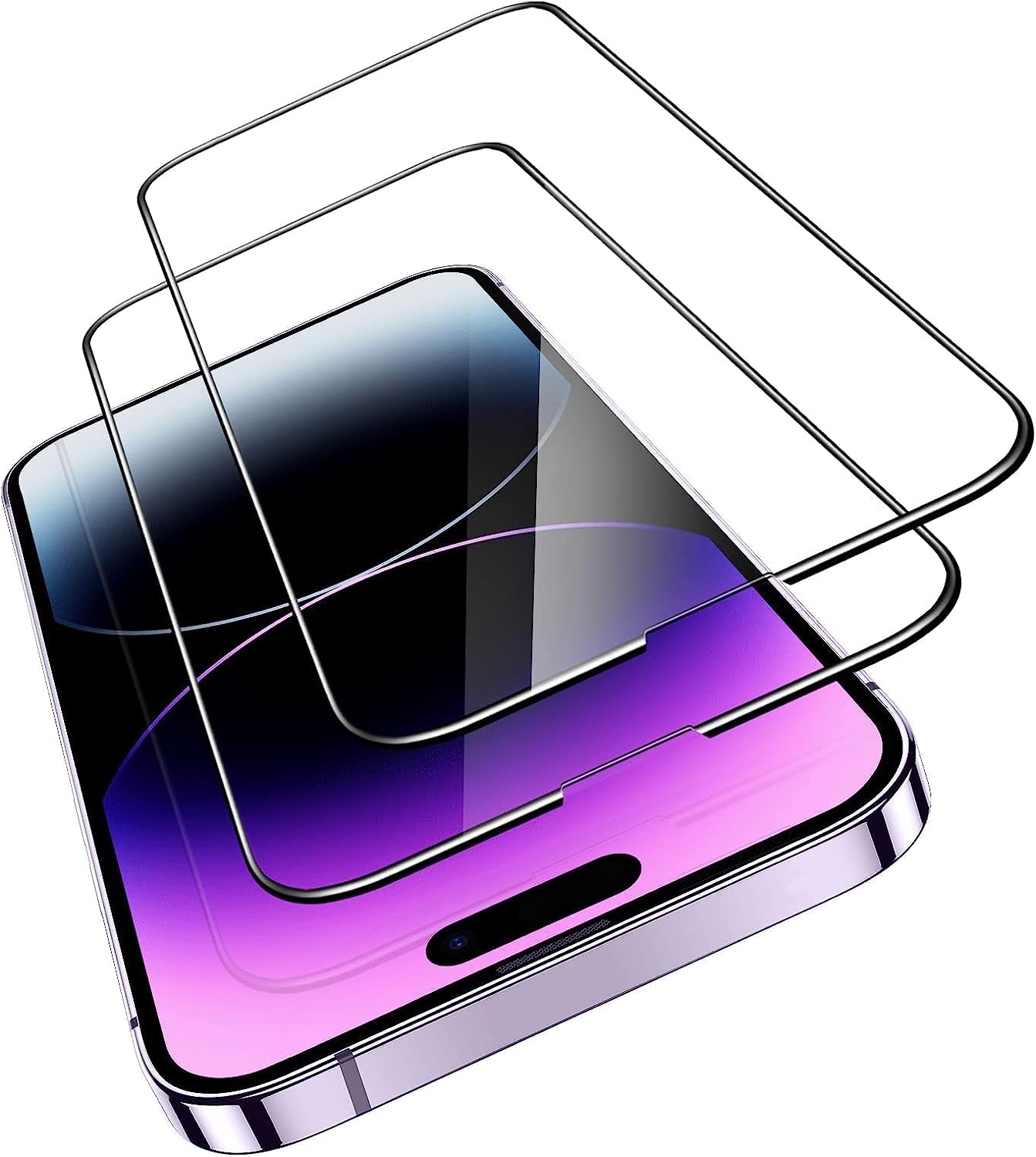 3+1 Pack Ultra-Tough Tempered Glass Screen Protector Set for iPhone - Black Edge and Flawless Fit Tray, 1 Individual Camera Lens Protector