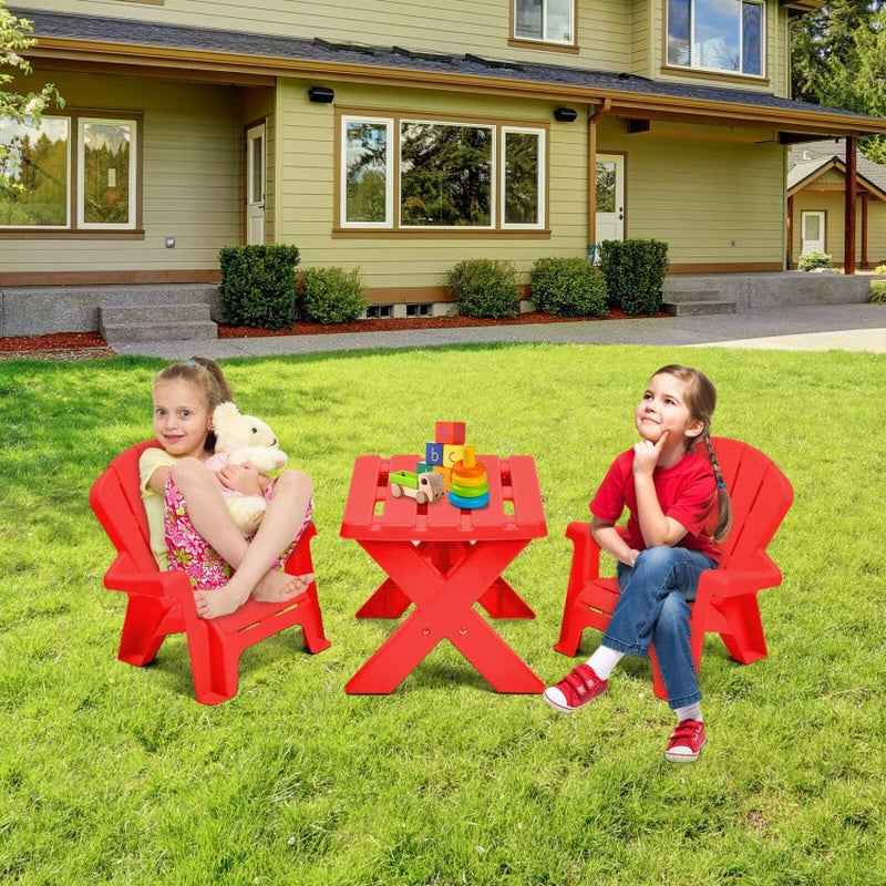 3-Piece Children's Plastic Play Table and Chair Set