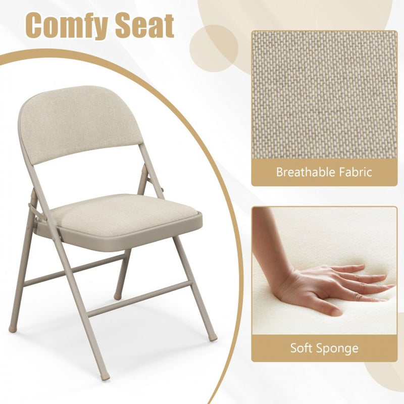 Set of 6 Foldable Chairs with Padded Seats and Fabric-Covered Backrests