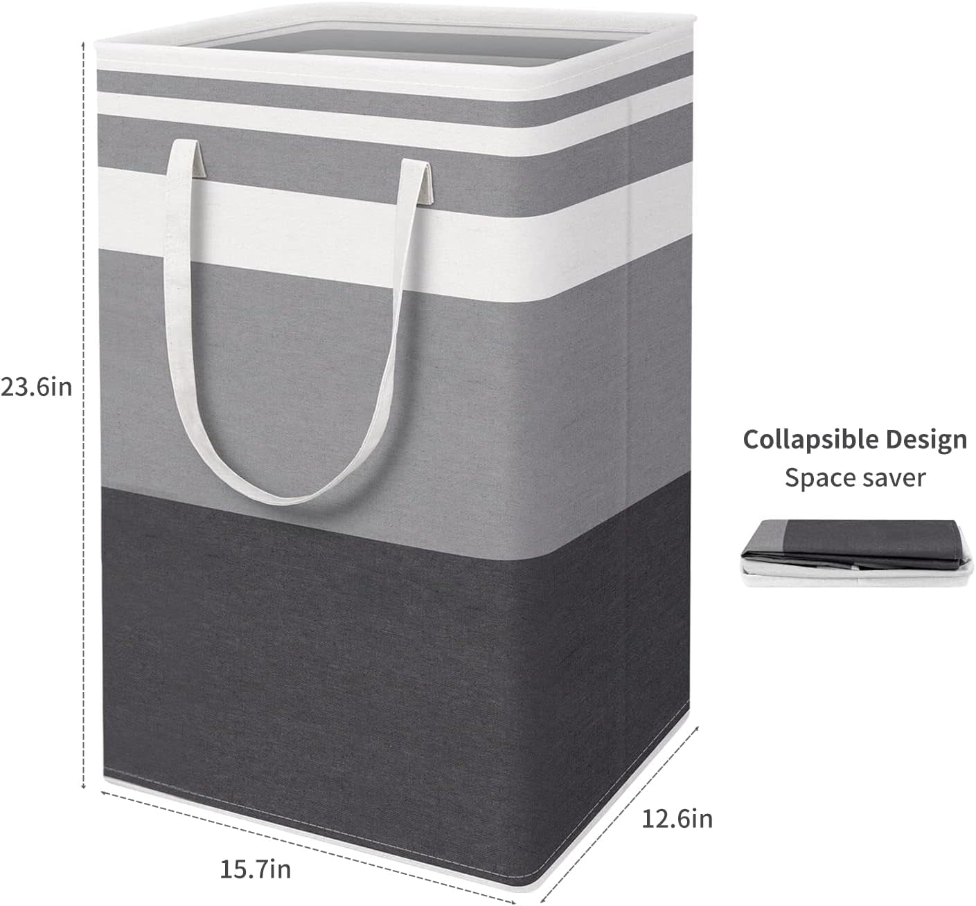 3-Pack Collapsible Large Laundry Baskets, 75L Waterproof Storage Hamper with Easy Carry Handles(Gradient Grey)