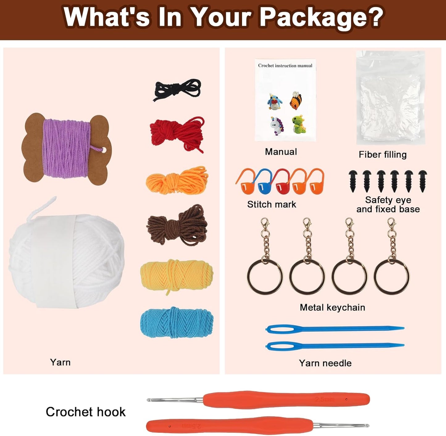 Beginner's Christmas Crochet Kit: 3-Piece Animal Set with Step-by-Step Video Tutorials, Complete DIY Kit Including Yarn, Eyes, Stuffing, and Crochet Hook - Perfect Gift for All Ages