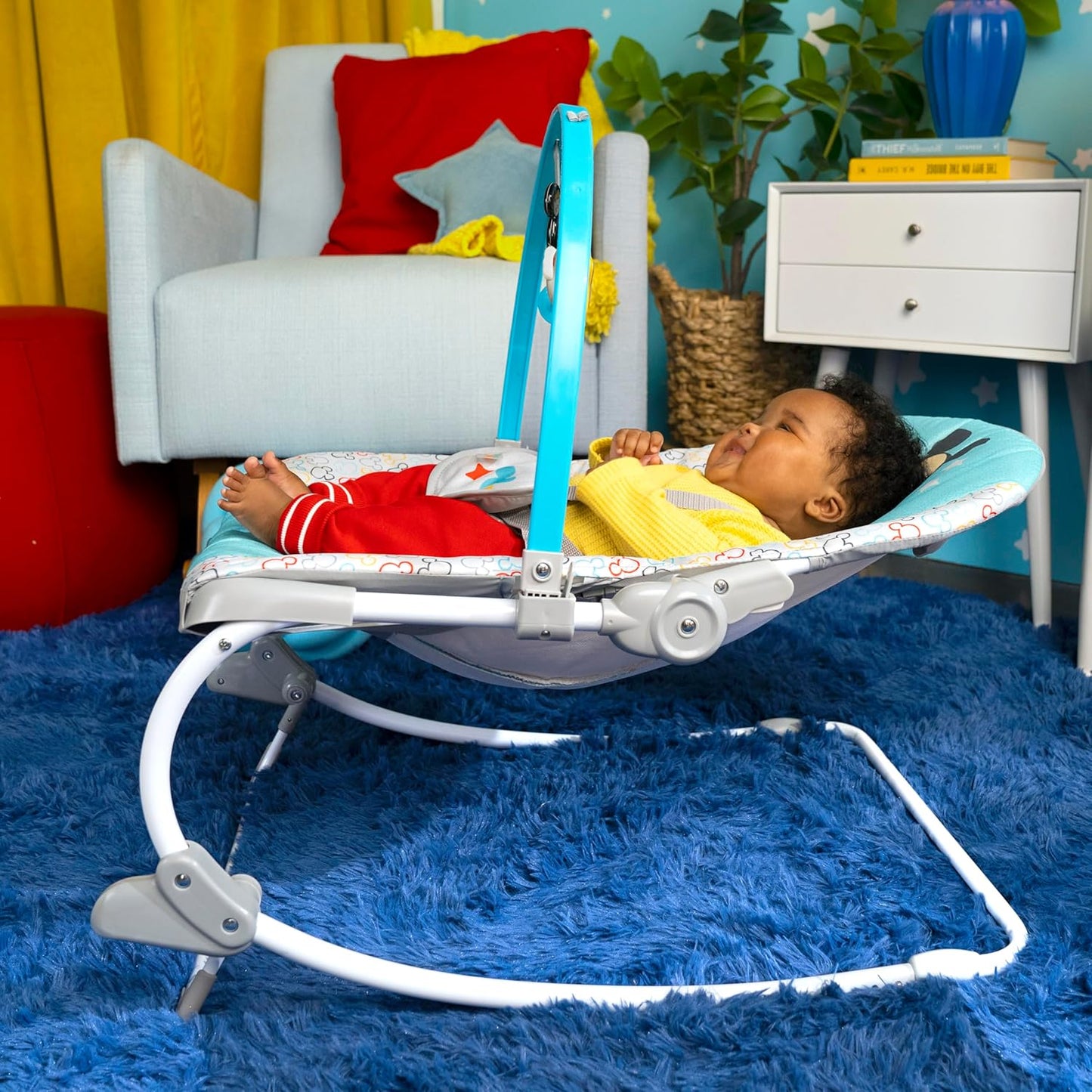 Disney Baby Mickey Mouse Infant to Toddler Rocker with Vibrations and Removable Toy Bar - Newborns and Toddlers