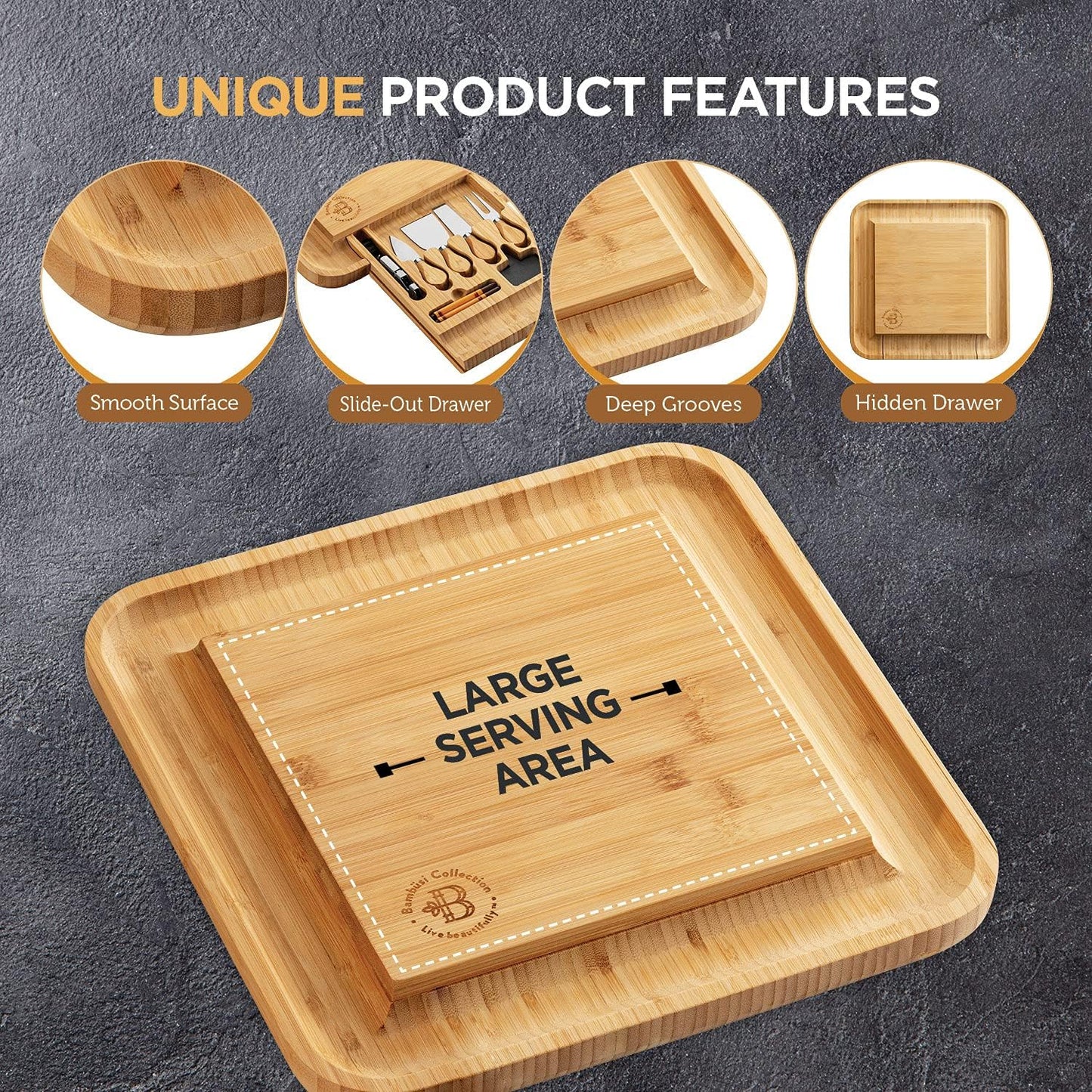 Charcuterie Board - Bamboo Cheese Board and Charcuterie Boards Gift Set with Knife for Entertaining, Bridal Shower Gifts, Wedding Gifts for Couples 2025, House Warming Gifts New Home