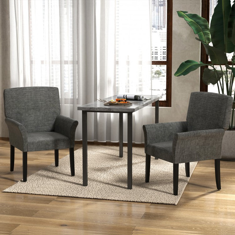 Executive Guest Armchair with Fabric Upholstery and Rubberwood Legs