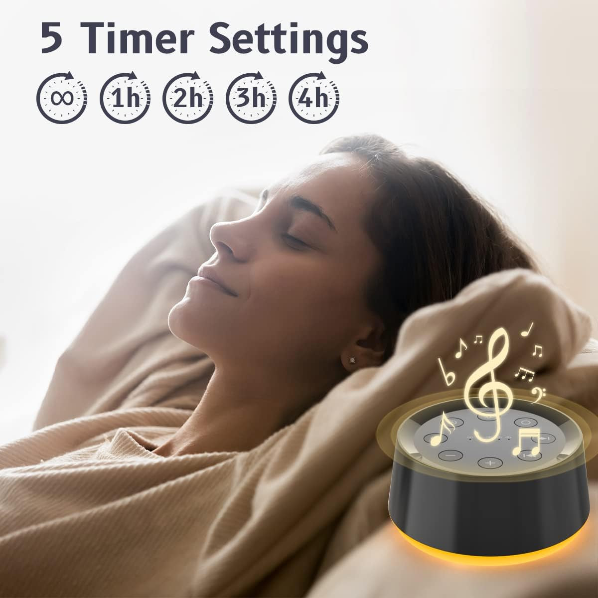 White Noise Machine with 30 Soothing Sounds, 12-Color Night Light, Memory Function, 36 Volume Levels, 5 Timers