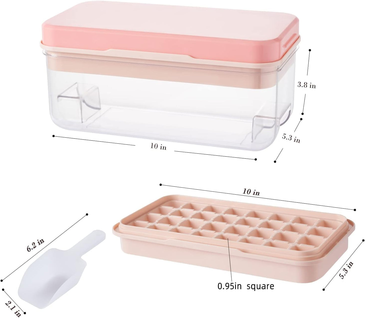 Ice Cube Trays with Lids and Storage Bin, Enhanced Easy Release Silicone & Plastic Design, Stackable, BPA-Free, Set of 2