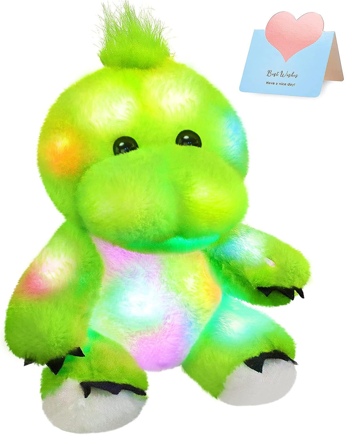 11'' Light up Dinosaur Stuffed Animals Cute LED T-Rex Soft Plush Toy Glow in the Dark