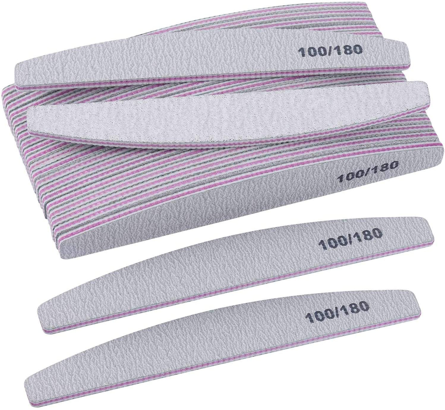 25-Piece Nail File Set - 100/180 Grit Double-Sided Emery Boards for Acrylic and Natural Nails
