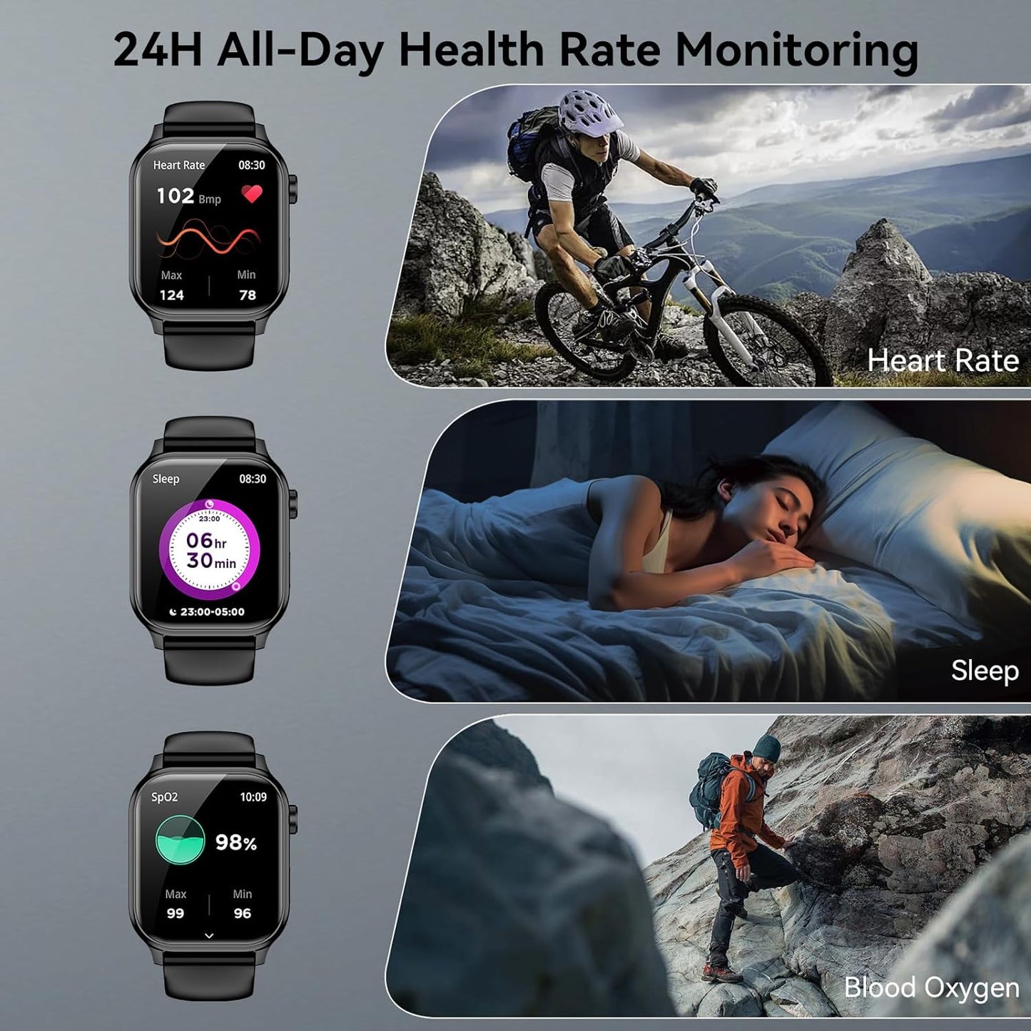 Premium Bluetooth Smart Watch for Men and Women - 1.85" HD Touch Screen Fitness Tracker with IP67 Waterproof Rating, Heart Rate and Sleep Monitoring, 100+ Sports Modes, Compatible with iOS and Android (Black)