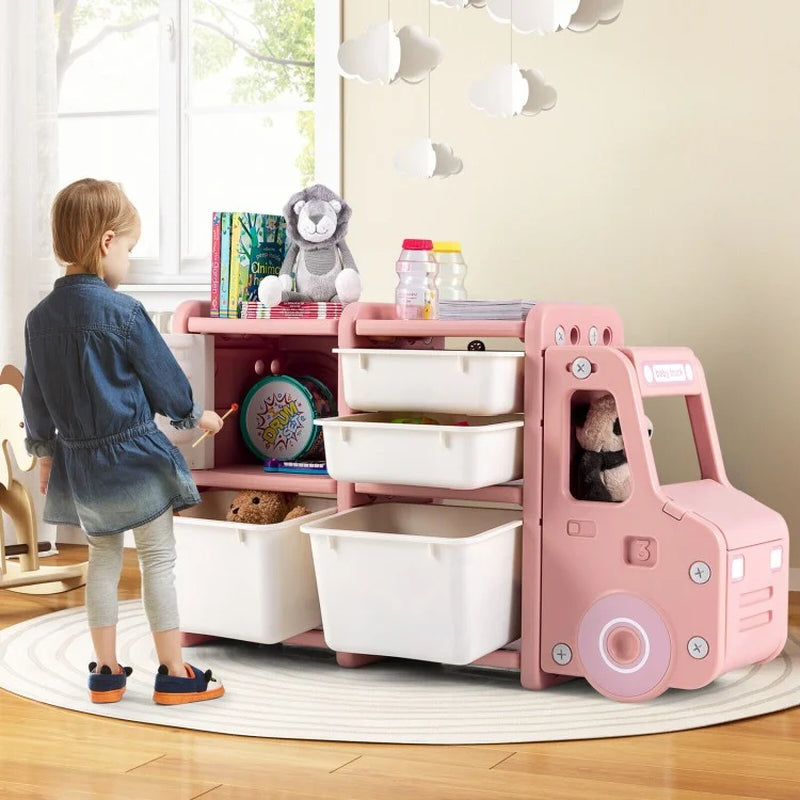 Toddler Truck Storage Organizer Featuring Plastic Bins