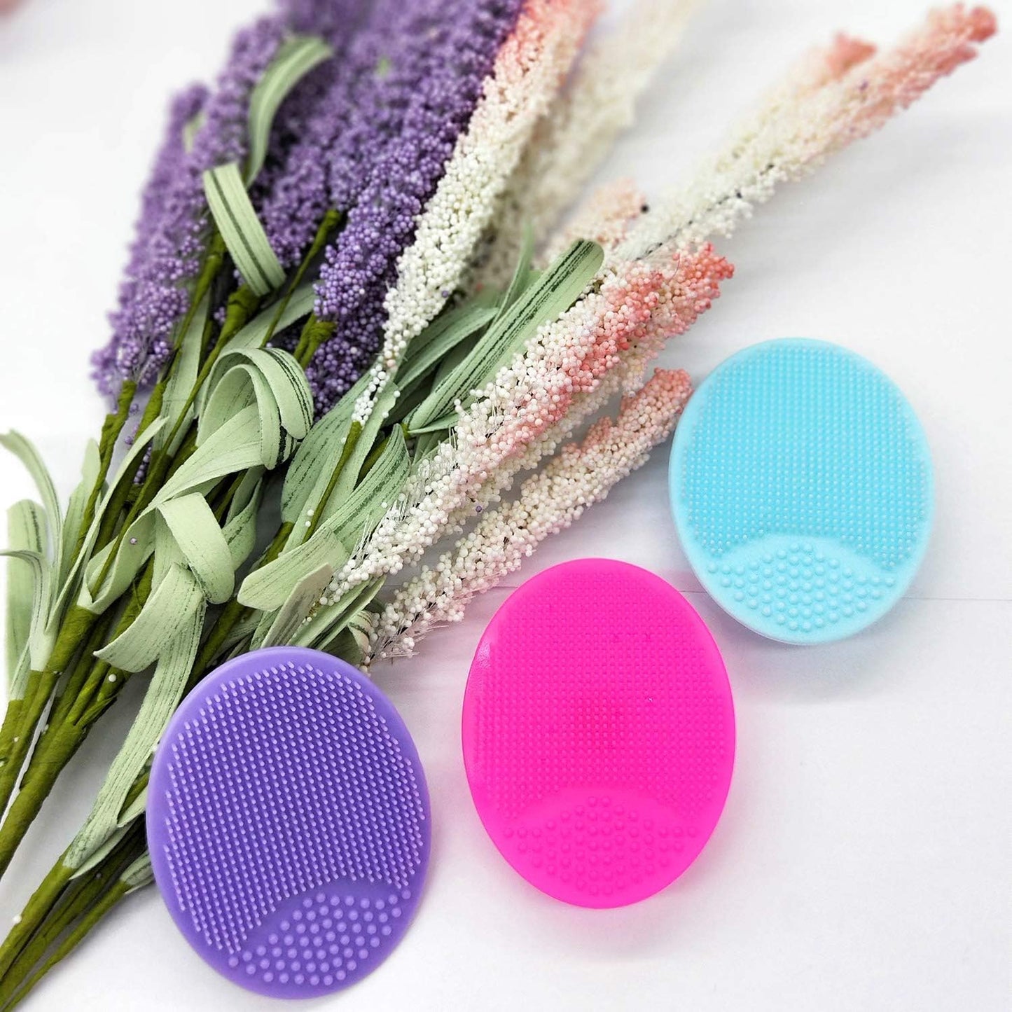 Silicone Facial Cleansing Brush - Soft Exfoliating Scrubber for All Skin Types (Blue & Red)