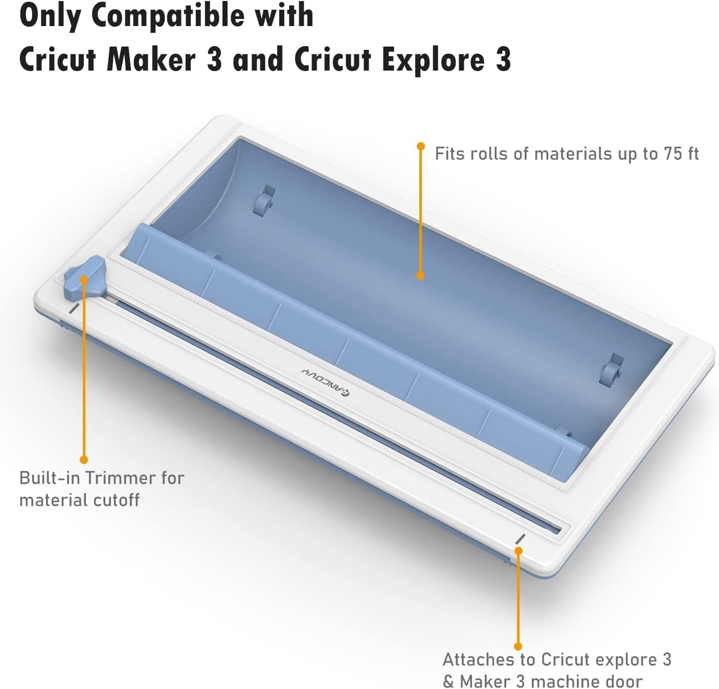 Vinyl Roll Holder with Integrated Trimmer for Cricut Maker 3 and Cricut Explore 3 - Accurate Cuts of Smart Heat Transfer Vinyl
