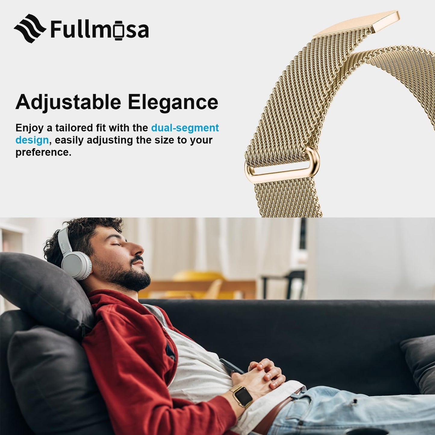Stainless Steel Milanese Loop Replacement Band for Apple Watch - Compatible with Ultra 2/1 and Series 1-10 for Men and Women