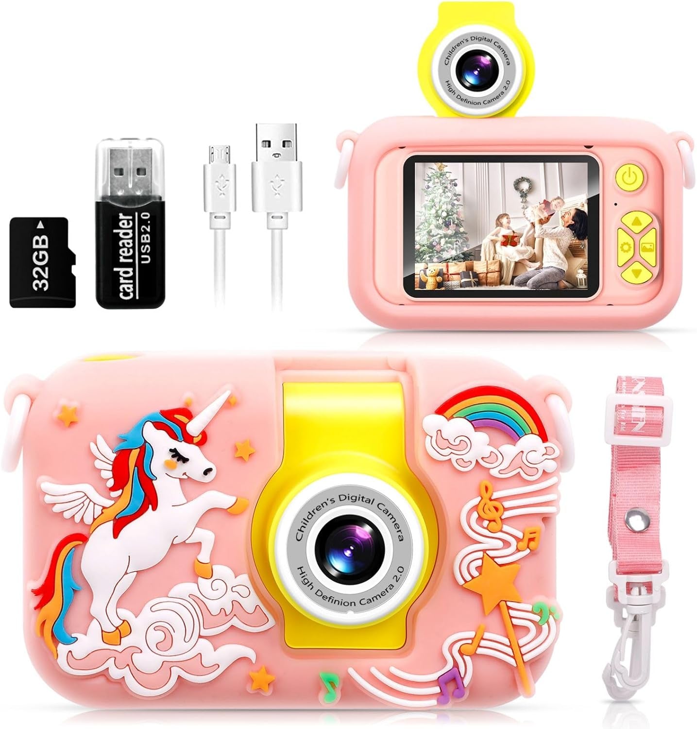 Digital Camera for Kids with 2.4-Inch IPS Screen, 180° Flip Lens, and Built-in Games - Gift for Ages 4-11