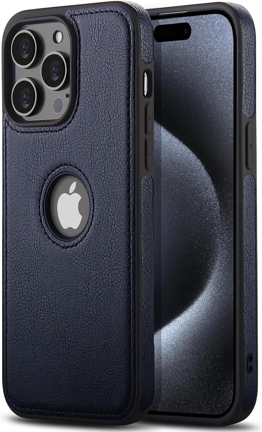 Premium Leather and TPU Hybrid Case Cover for iPhone 15 Pro Max - Brown