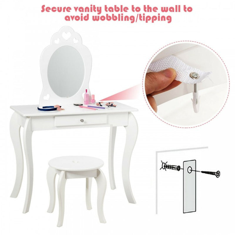 Children's Princess Makeup and Dressing Table Set with Mirror