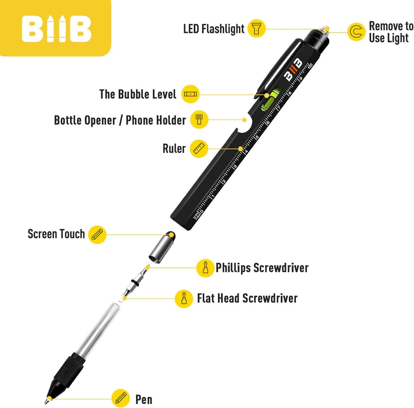 9-in-1 Multitool Pen: Ideal Valentine's Day Gift for Him, Perfect for Dads and Boyfriends, Unique Birthday Present for Men Who Have Everything, Thoughtful Gadgets from Daughters