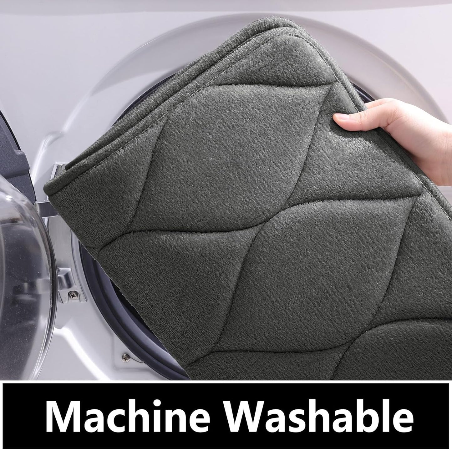 Memory Foam Bath Mats - Soft, Non-Slip, Water-Absorbent, Machine Washable Bathroom Rugs, 24" x 16", Dark Grey