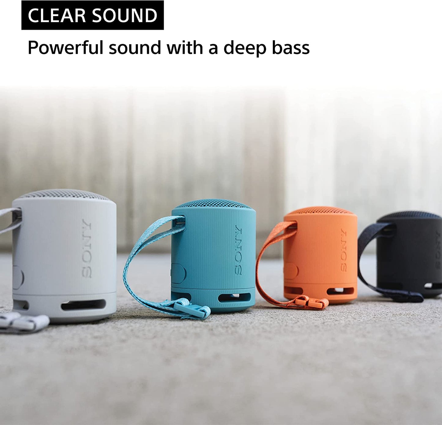 SRS-XB100 Wireless Bluetooth Portable Speaker - IP67 Waterproof & Dustproof, 16-Hr Battery Life, Strap, Hands-Free Calling - Grey
