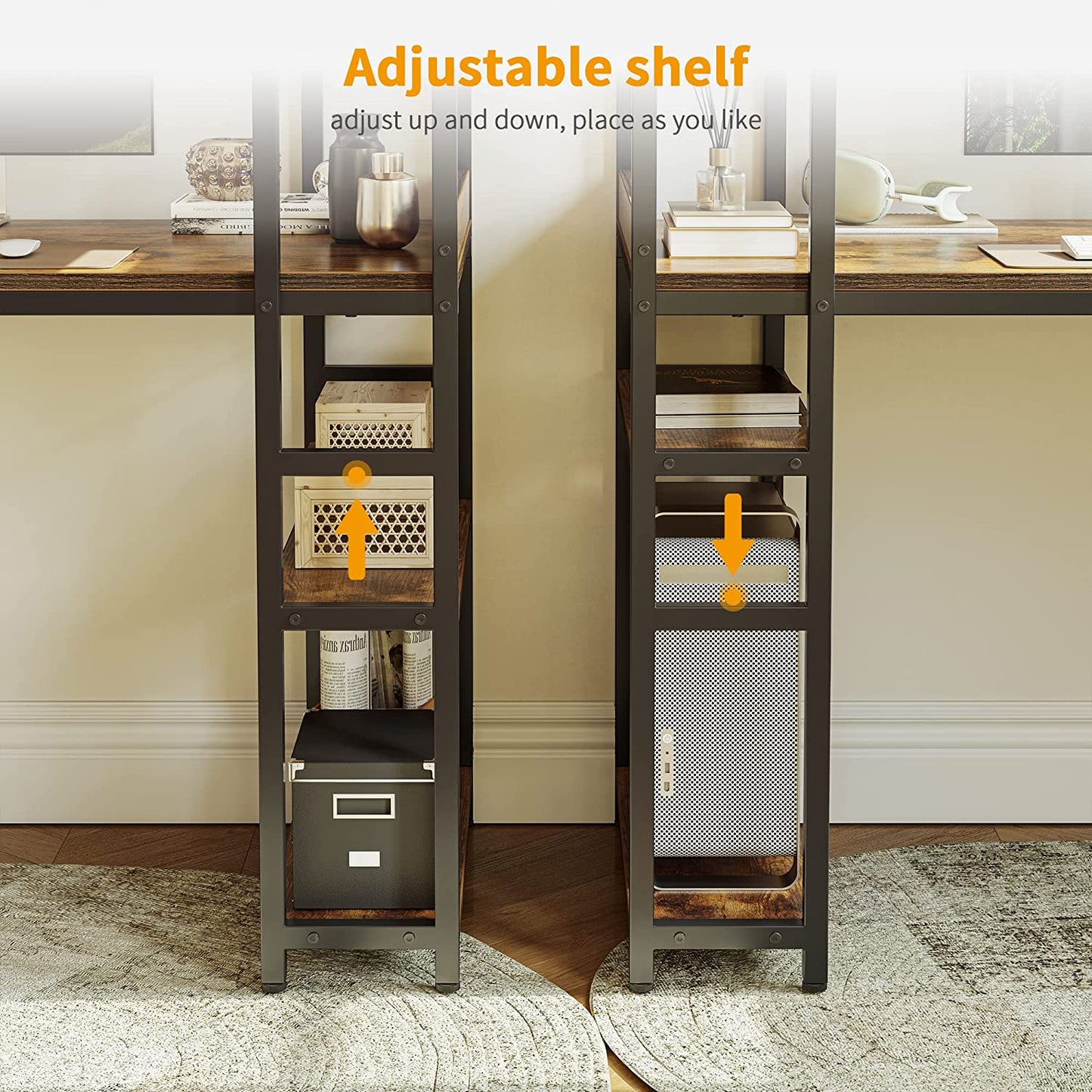 40-Inch Computer Desk with Storage Shelves - Modern Brown Writing Table for Home Office and Study