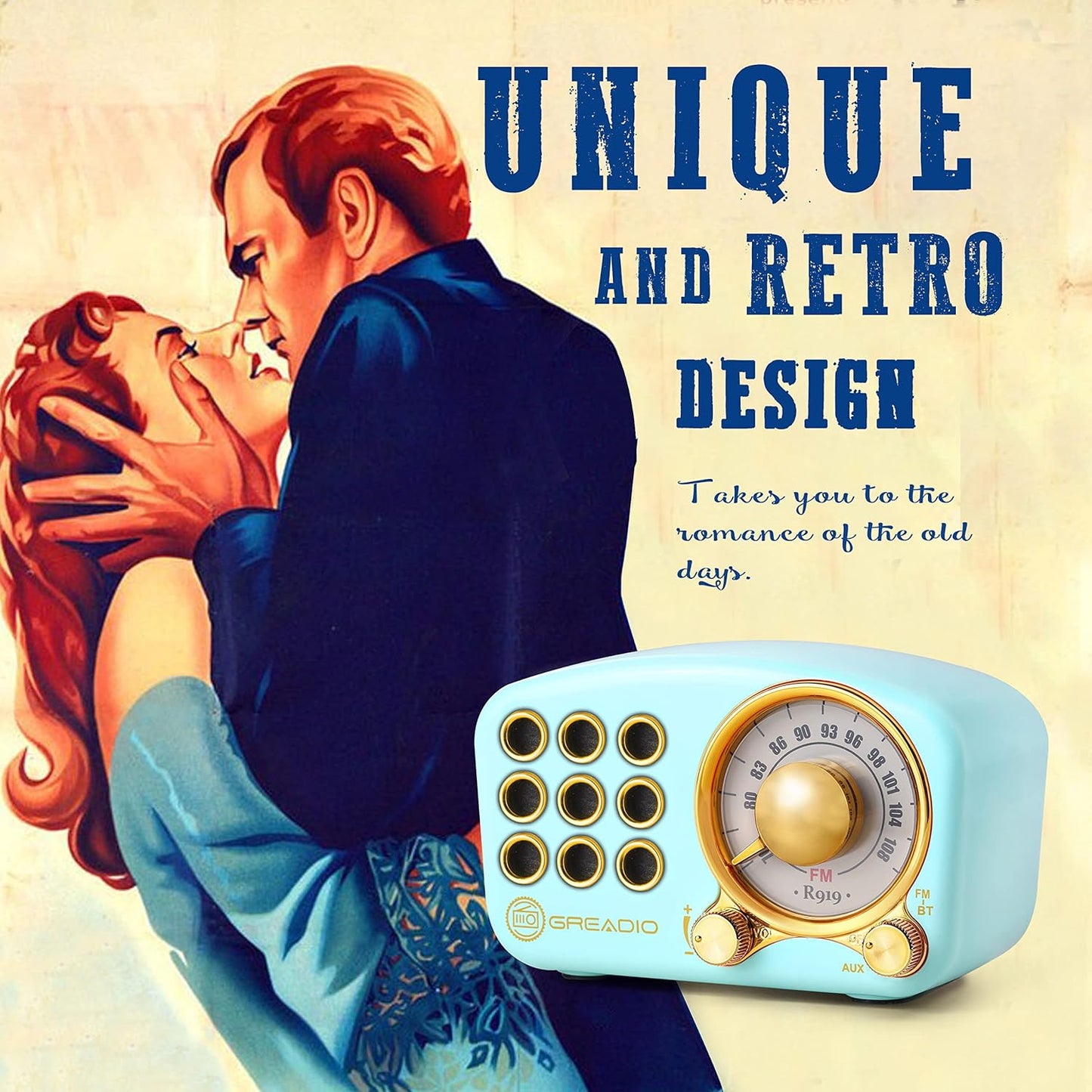 Vintage-Inspired Bluetooth Speaker with FM Radio, Enhanced Bass, High Volume, Bluetooth 5.0 Connectivity, TF Card and MP3 Player