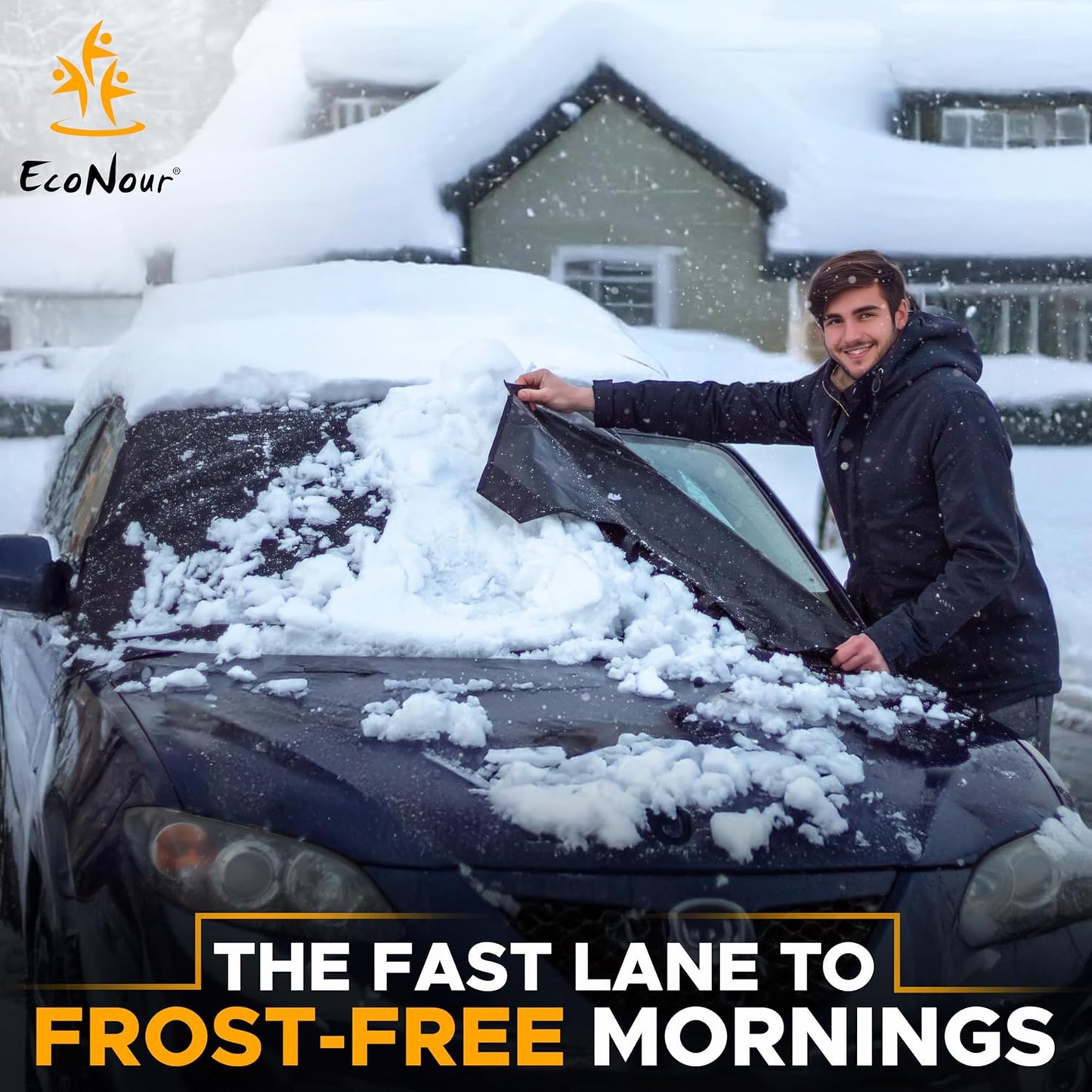 Windshield Cover for Ice and Snow | Enhanced 600D Oxford Fabric | Durable | Standard Size (69 X 42 Inches)