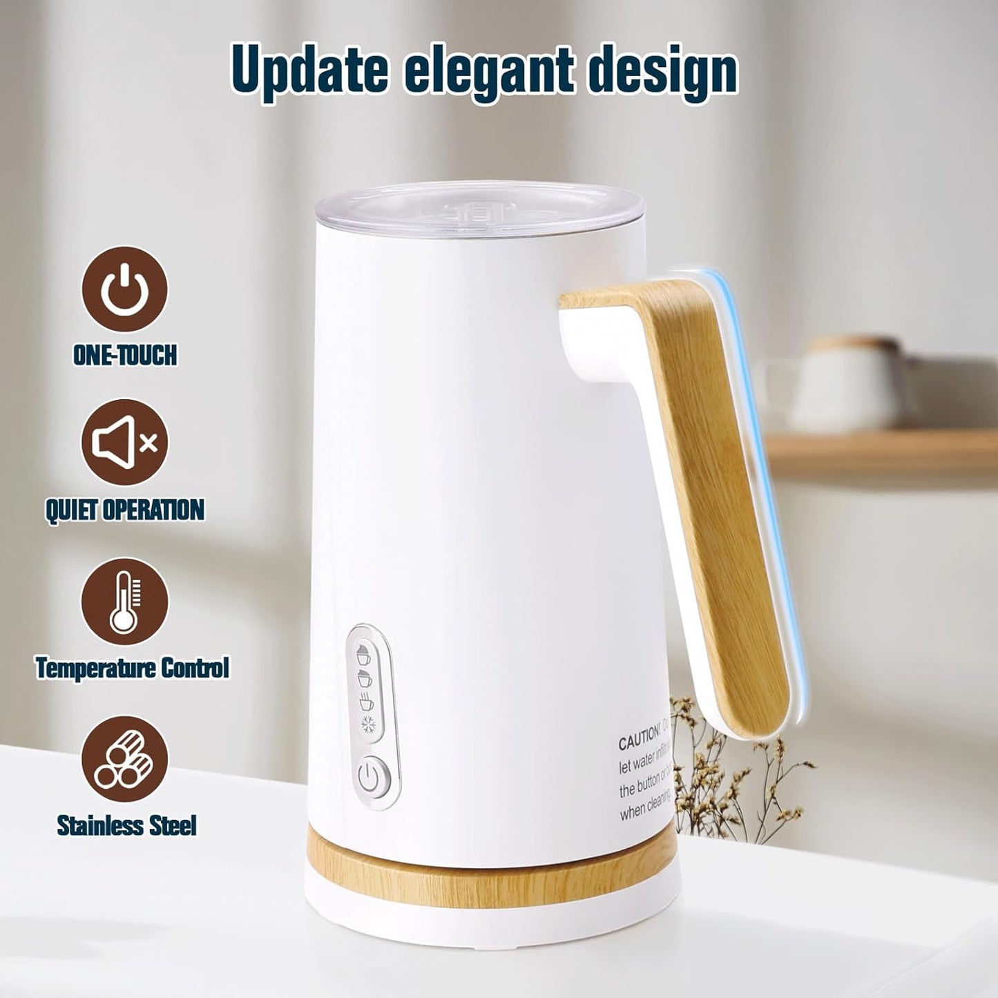 4-in-1 Electric Milk Frother and Steamer - Versatile Warm and Cold Foam Maker for Lattes, Cappuccinos, and Coffee (White)