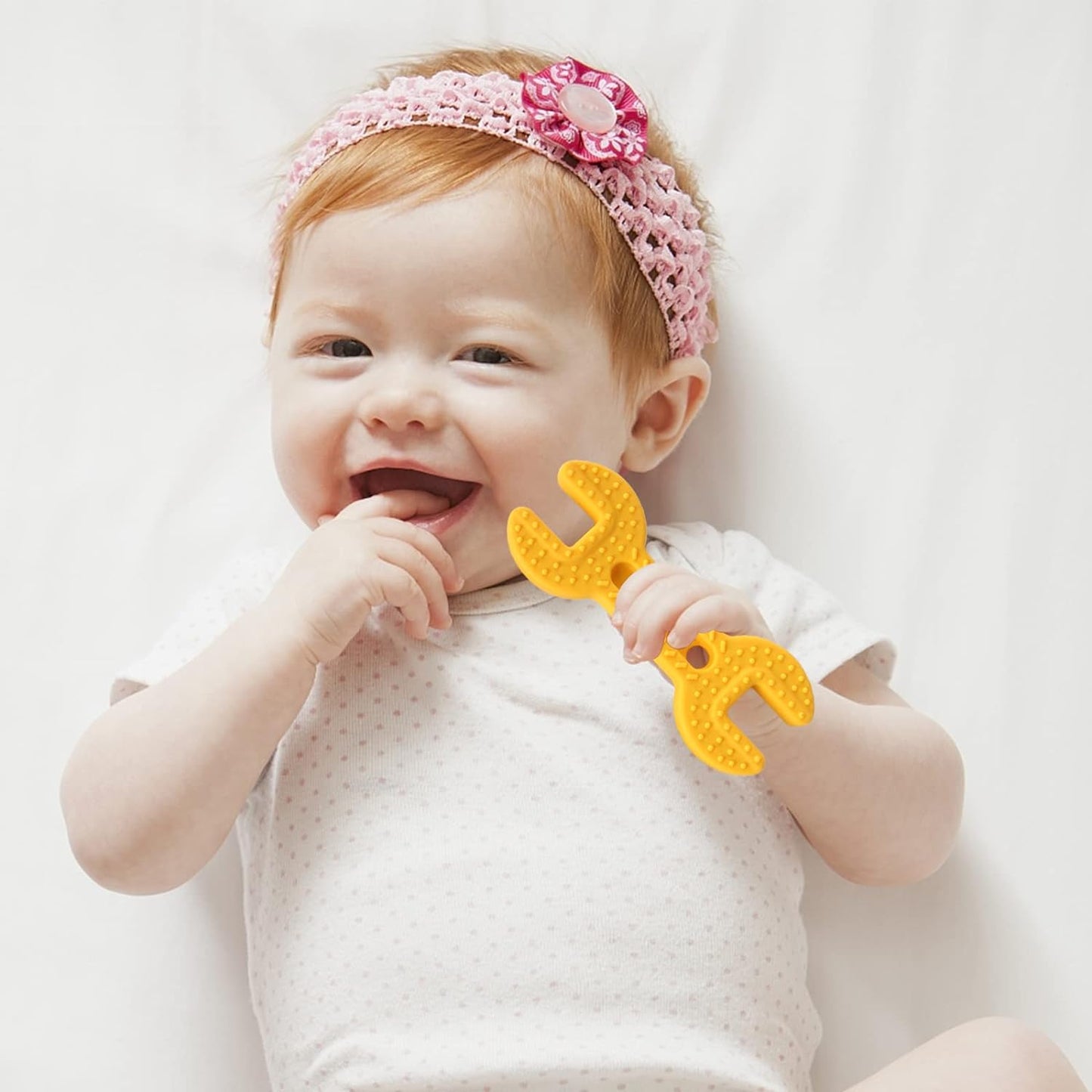 Baby Teether Toys, Soft Silicone Bpa-Free, 3-12 Months, Hammer Wrench Set, Easy to Hold & Clean (4 Pack)