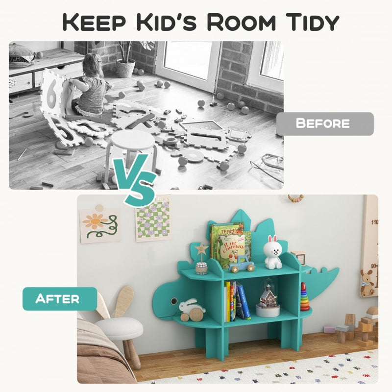 Children's Bookcase and Toy Storage Organizer with Open Shelves