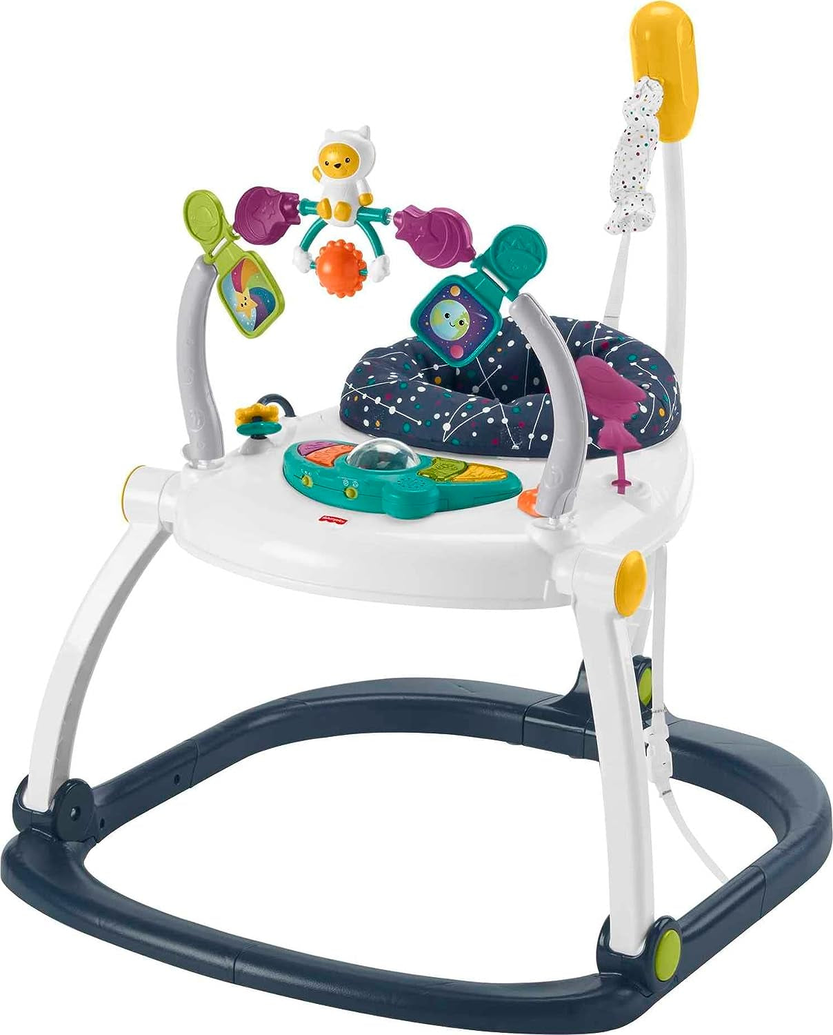 Astro Kitty Baby Bouncer and Activity Center with Lights, Sounds, and Space-Saving Folding Frame