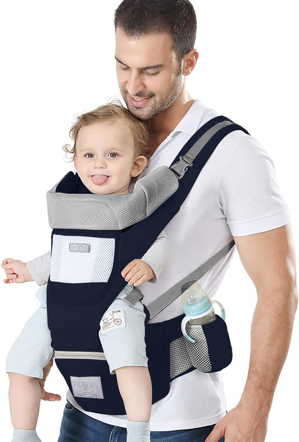 Ergonomic Baby Carrier with Hip Seat - Versatile Kangaroo Bag for Infants to Toddlers (7-66 lbs) - Front and Back Carrying Option