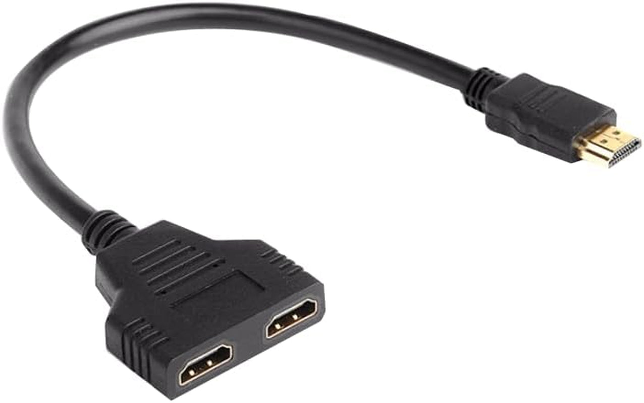 HDMI Splitter Adapter - 1080P Male to Dual Female 1x2 HDMI Splitter Cable for HDTV, LED, LCD Monitors, and Projectors - Supports Dual TV Output