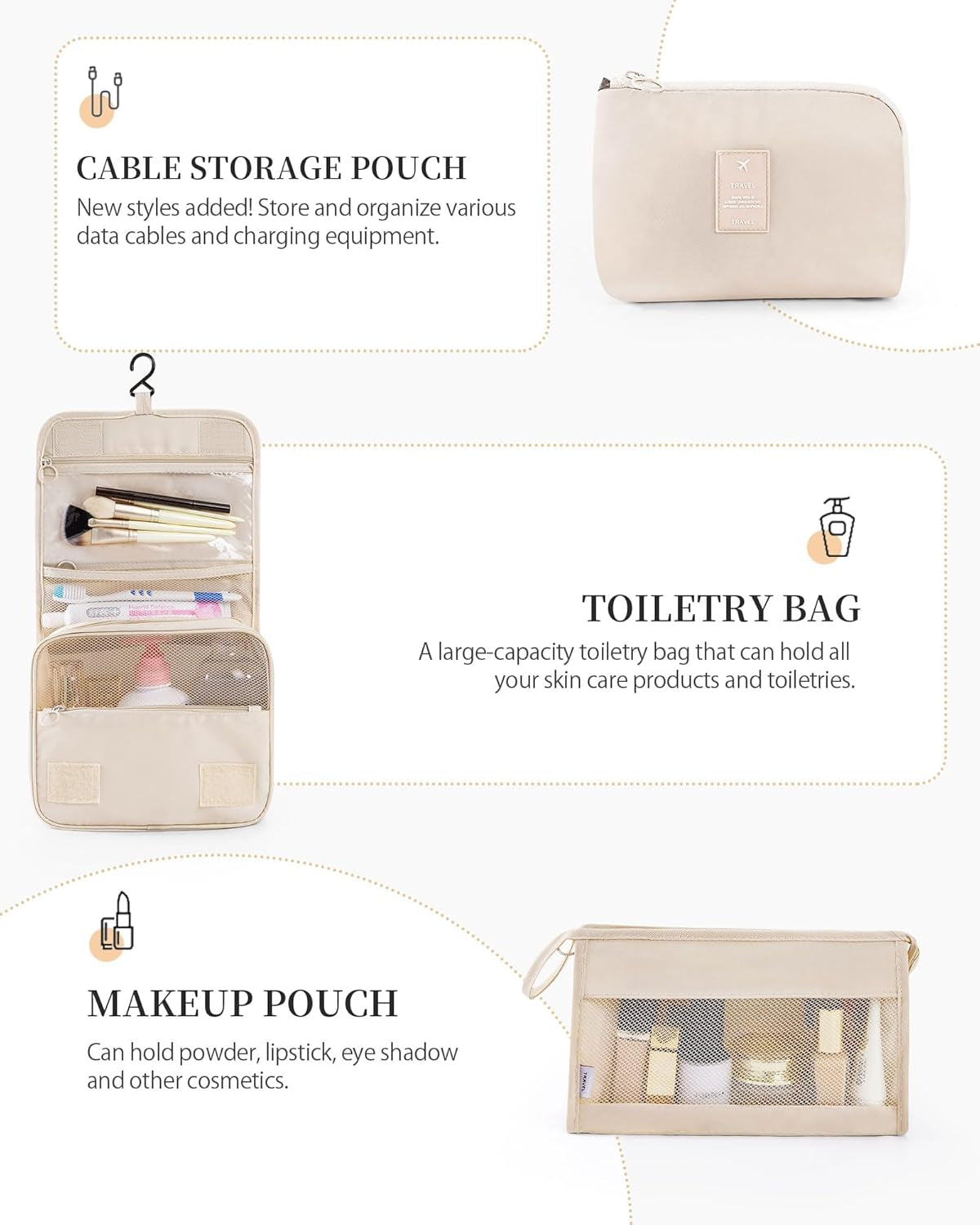 11-Piece Packing Cube Set for Travel - Space-Saving, Water-Resistant Luggage Organizers in Beige