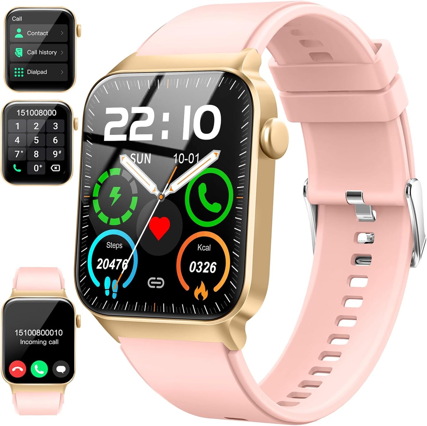 Bluetooth Smartwatch, 1.85" HD Touchscreen, 100+ Sports Modes, Heart Rate, SpO2, and Sleep Monitoring, IP68 Waterproof