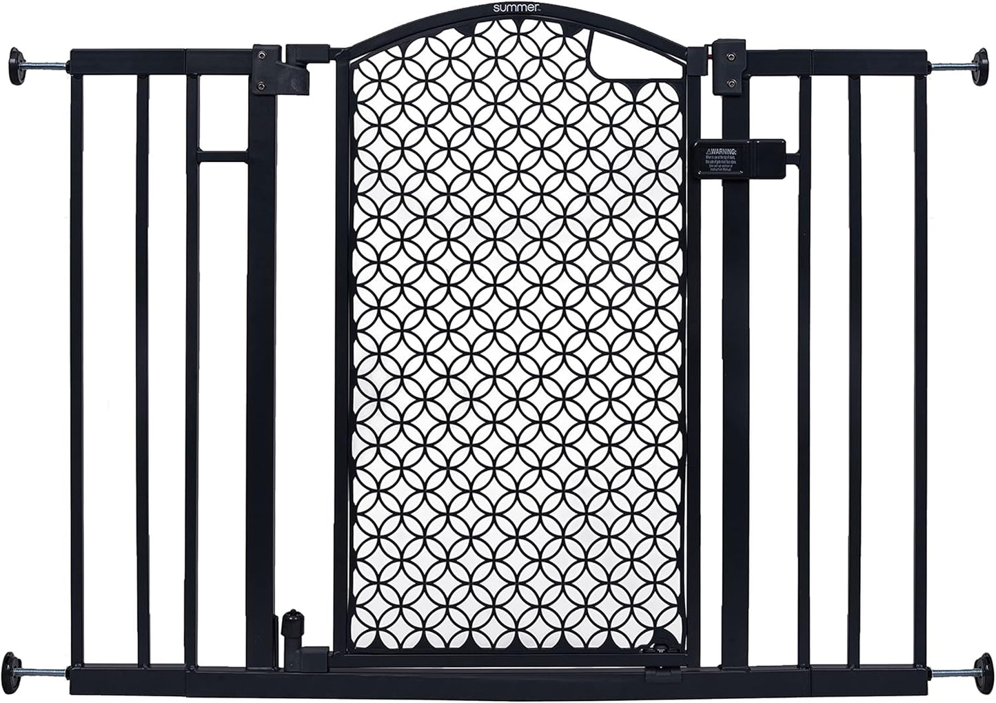 Contemporary Baby and Pet Safety Gate - Adjustable 28-42” Width, Gray Metal, Plastic, 30” Tall Walk-Through Design