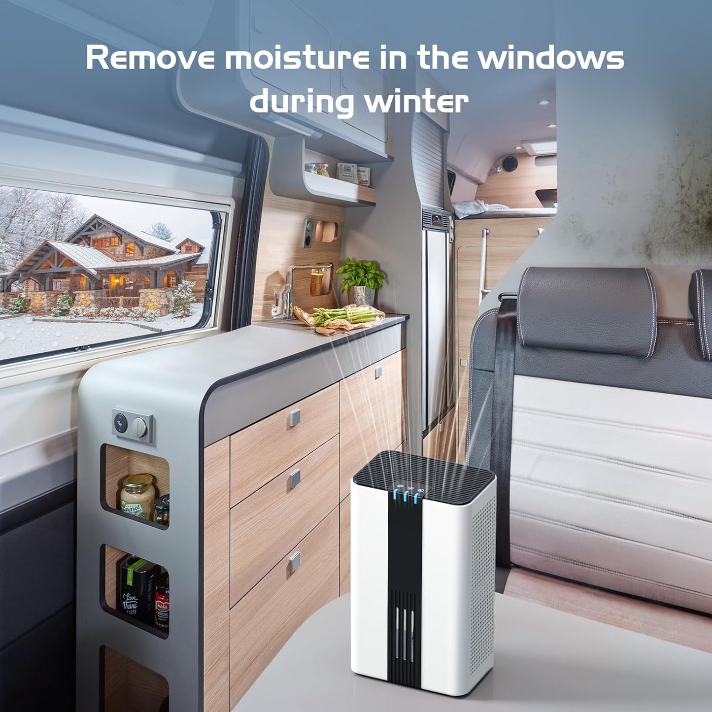 Home Dehumidifier for Spaces up to 850 Sq. Ft, 85 OZ Water Tank, Dual Operating Modes with Auto Shut Off, 7-Color LED Light