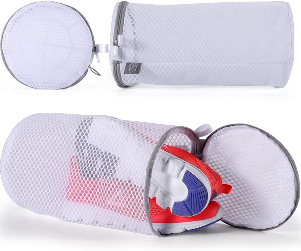 Shoe Cleaning Laundry Bags - Mesh Washing Bags - Sneakers, Gym Shoes, Large Size 7 x 15 Inch, Pack of 2 - Gray Zipper, 125 Honeycomb Fabric
