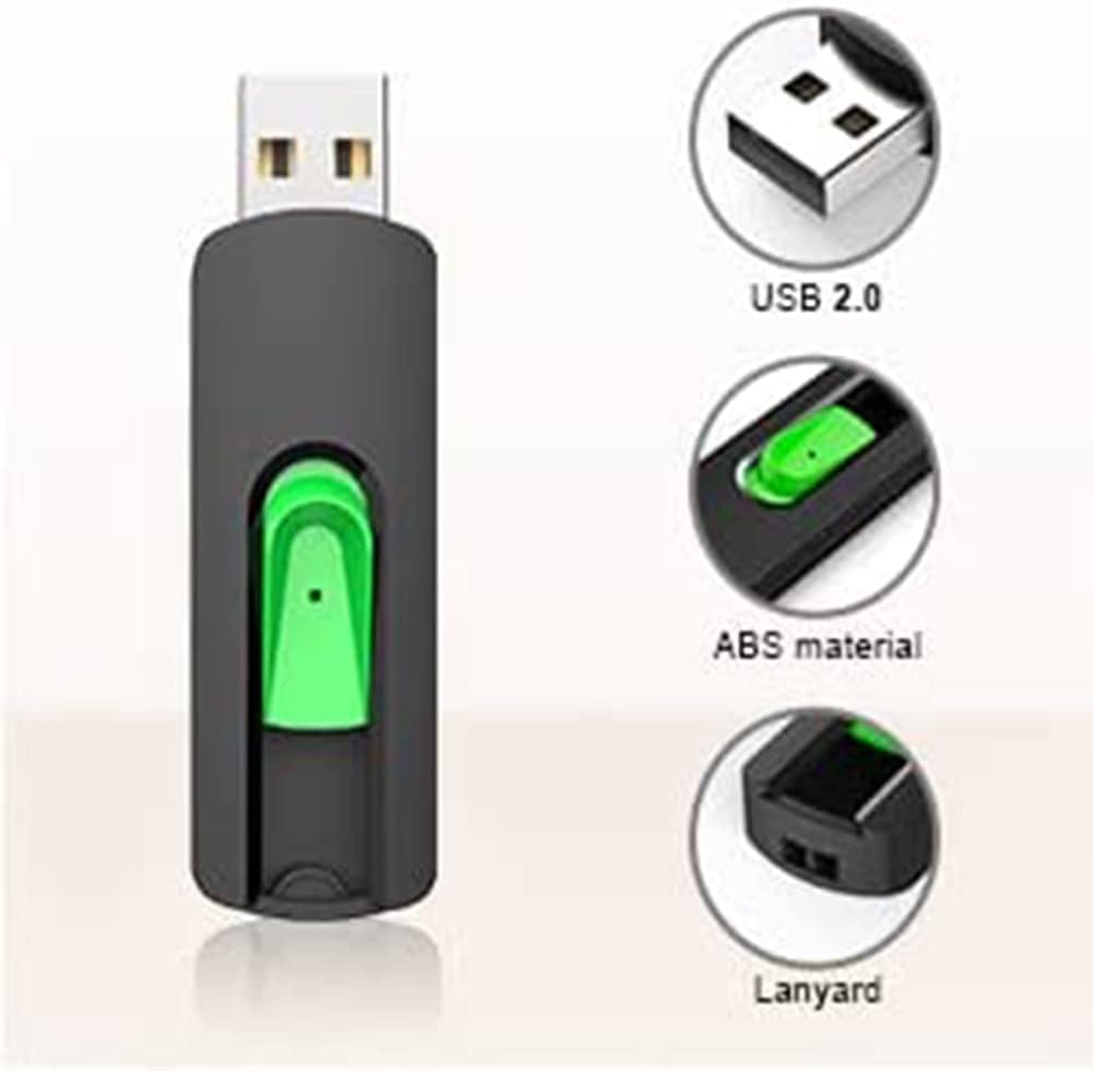 64GB USB 2.0 Flash Drive - Green Memory Stick for Data Storage and Transfer