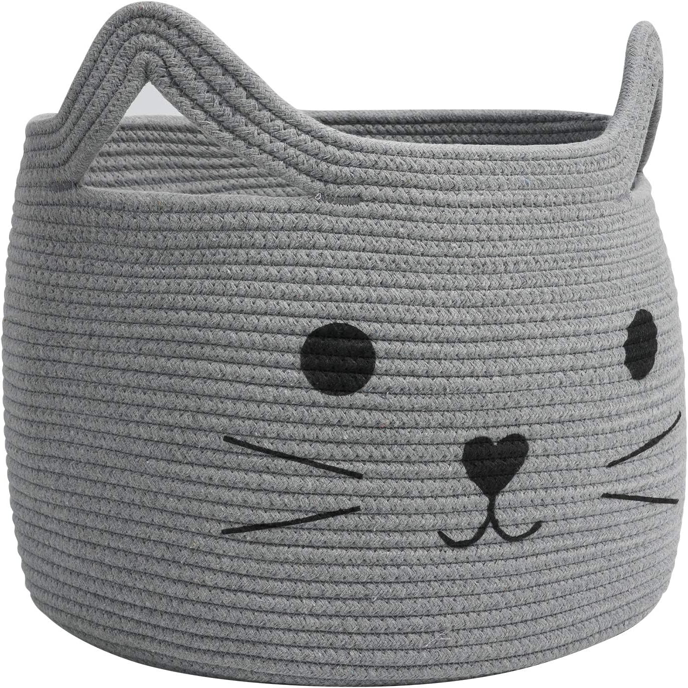 Premium Large Woven Cotton Rope Storage Basket - Versatile Organizer for Towels, Blankets, and Clothing - 15.7" L x 11.8" H - Gray