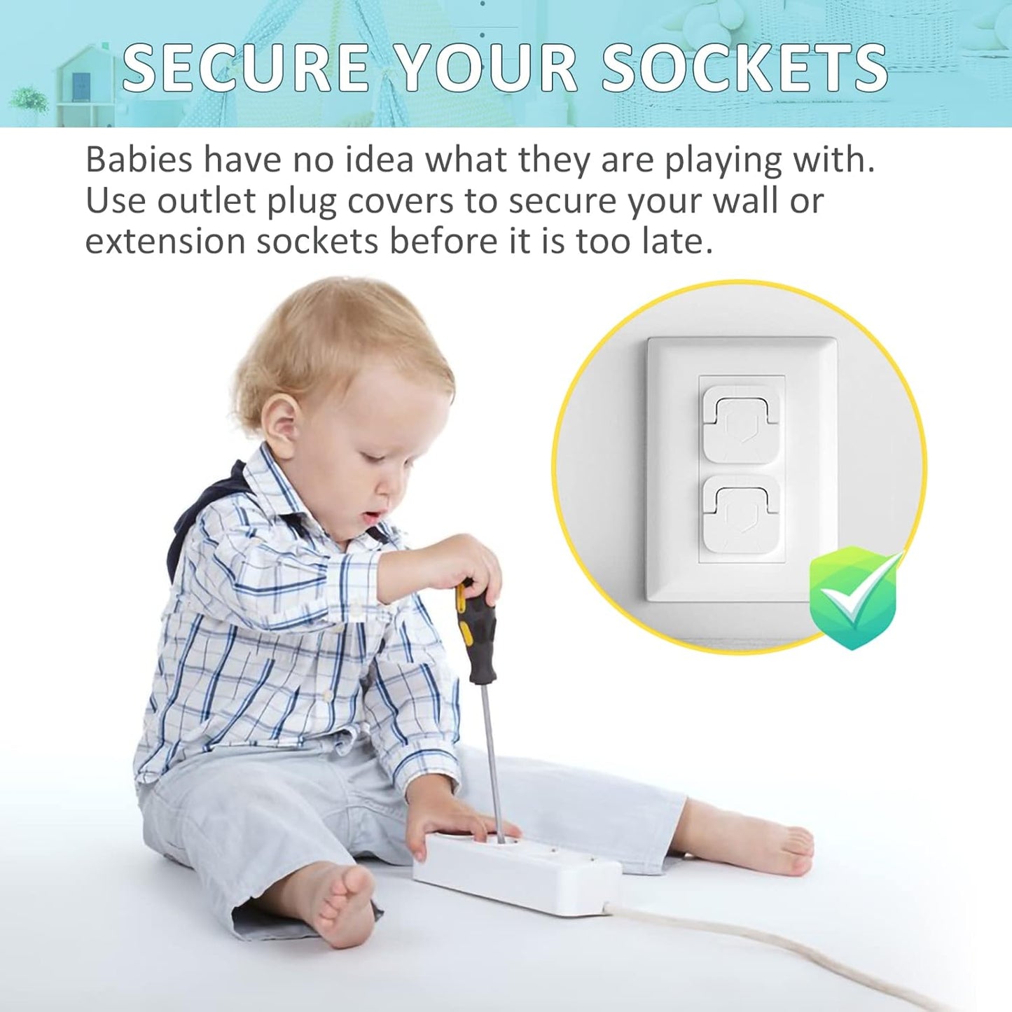 Baby Safety Outlet Covers (60 Pack) - Electric Plug Protectors, Prevent Electrical Shock Hazards