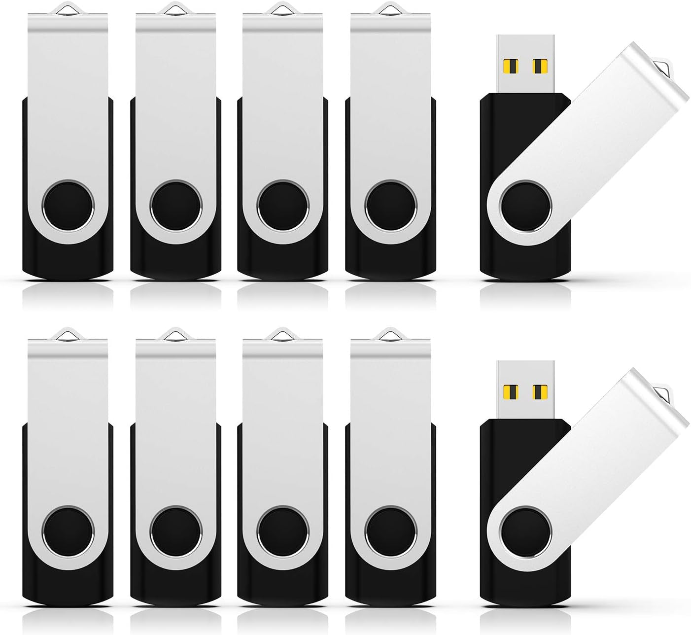 64GB USB Flash Drive - 5-Pack Retractable Memory Sticks (USB 2.0) in Black, Red, Blue, Green, and Purple for Data Storage