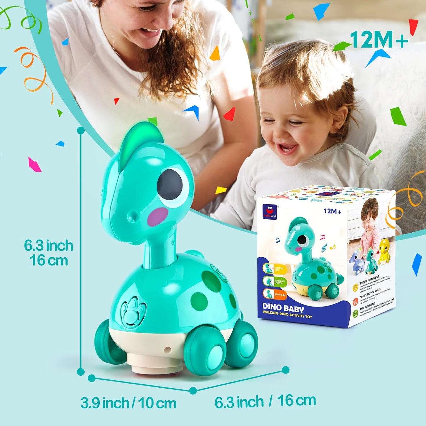Musical Dinosaur Crawling Toy - Infants 12-18 Months - Engaging Touch - Aged 1-2+