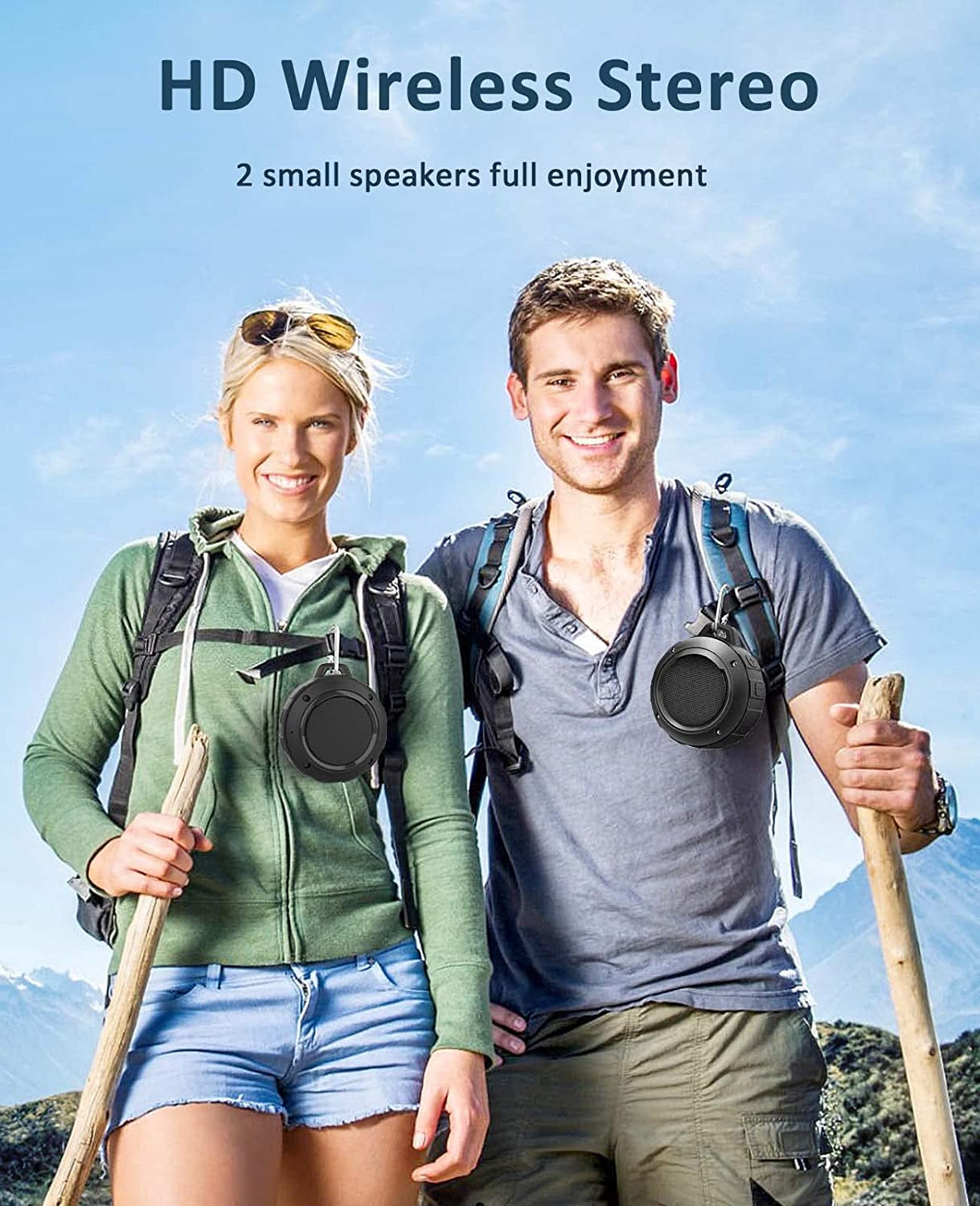 Outdoor Waterproof Bluetooth Speaker - Portable Mini Shower Speaker with Subwoofer and Enhanced Bass, Built-in Microphone (Black)