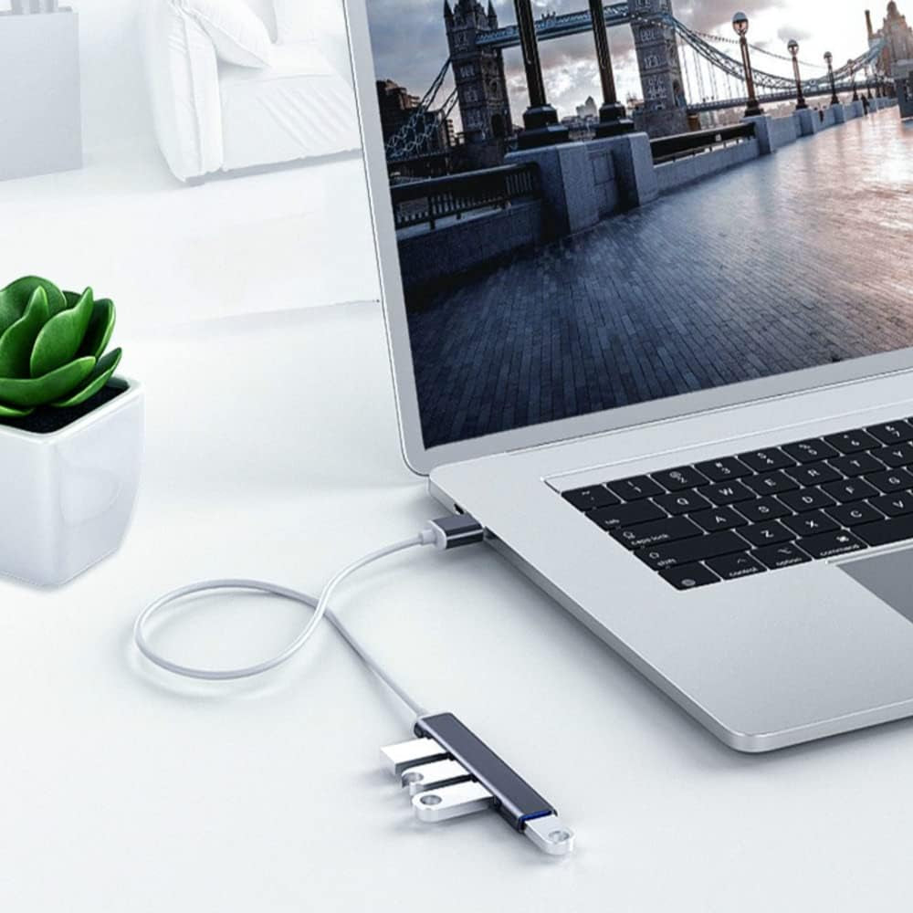 Aluminum USB 3.0 Hub - Portable High-Speed Multi-Port Splitter Adapter for PC, Laptop, DesktopUSB Flash Drives, and Mobile HDDs