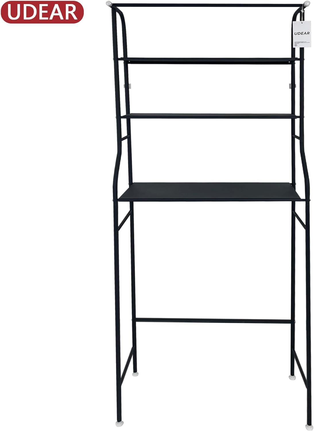 3-Tier Over-the-Toilet Bathroom Storage Rack and Corner Organizer with Hanging Rod, Black