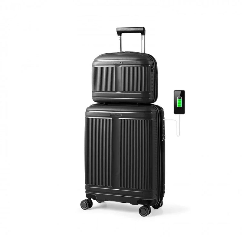2-Piece Luggage Collection: 20-Inch Carry-On Suitcase and 14-Inch Cosmetic Case