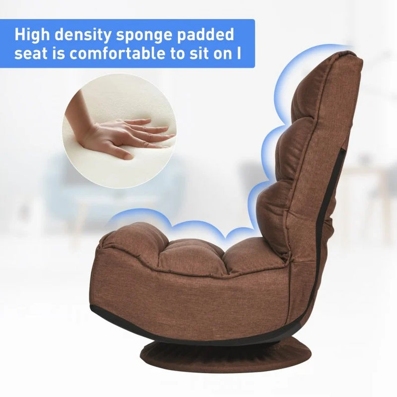 360-Degree Swivel Folding Gaming Chair with Adjustable Backrest