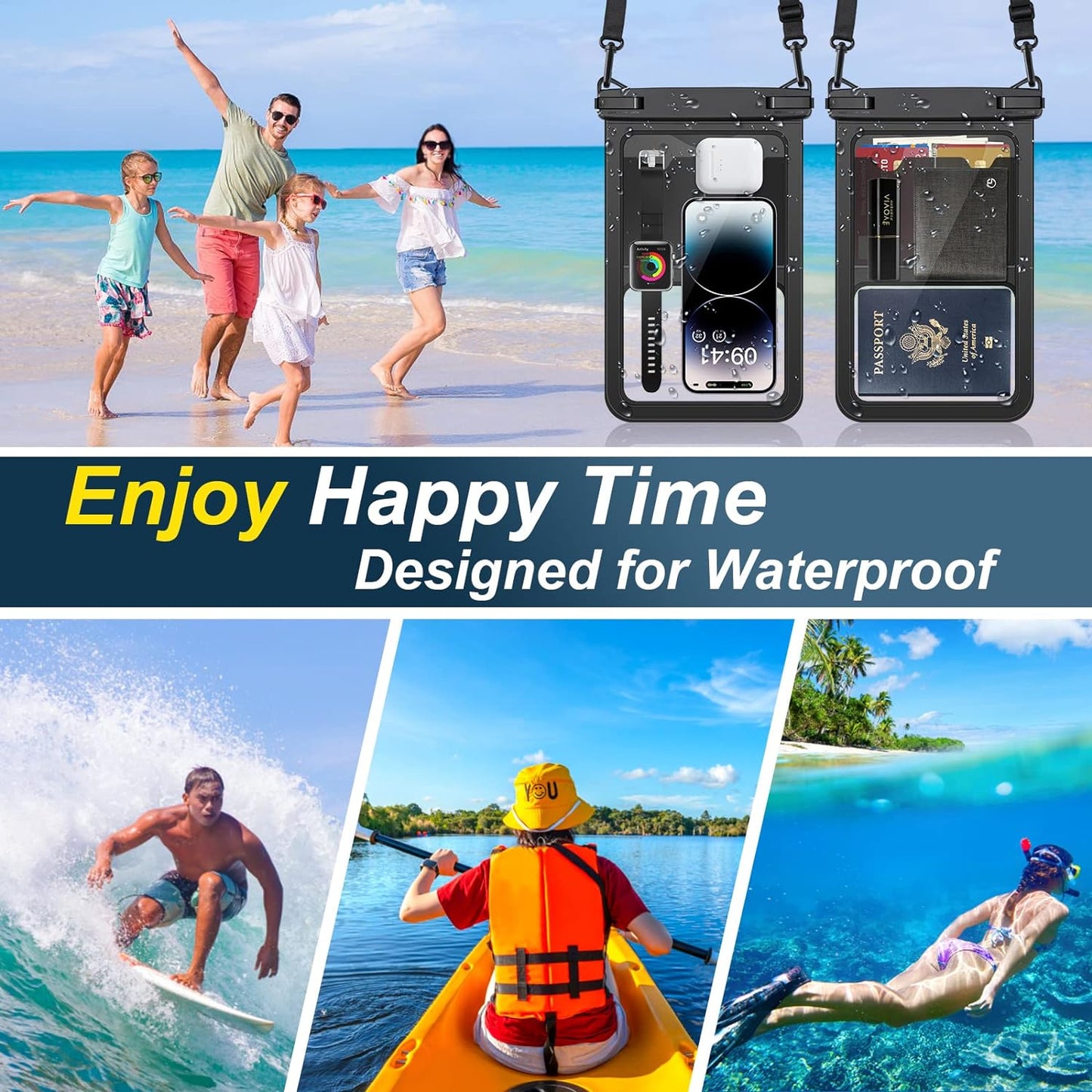 Waterproof Phone Pouch (2-Pack) - Universal IPX8 Phone Case for iPhone, Galaxy S22/S21